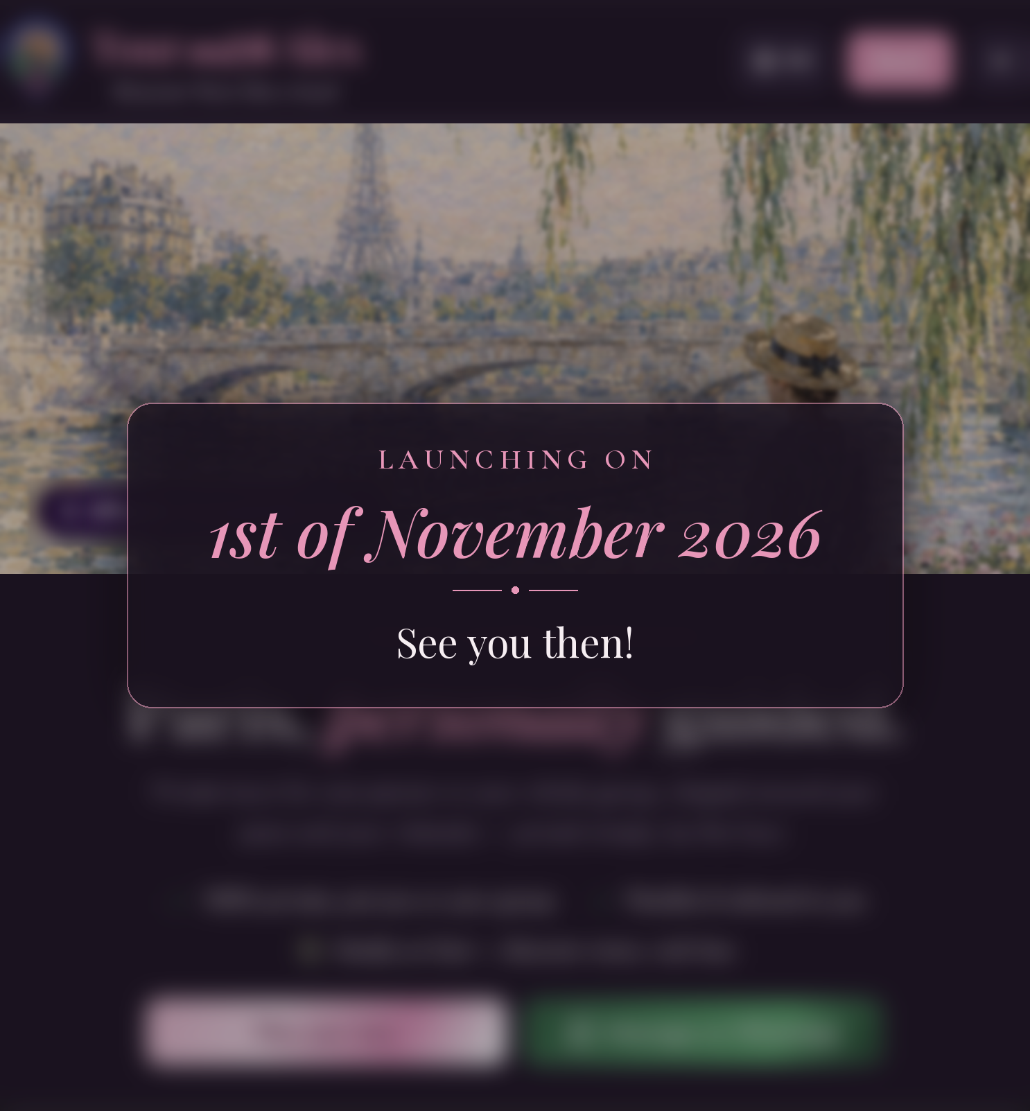 Tour with Alex — Launching on 1st of November 2026. See you then!
